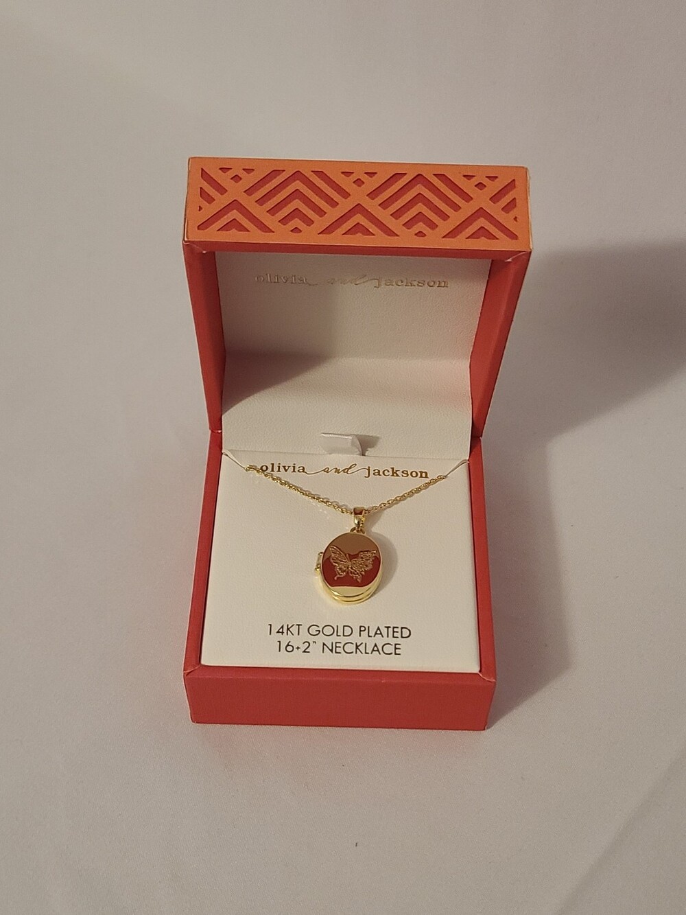 Olivia And Jackson 14 Karat Gold Plated Butterfly Necklace Locket